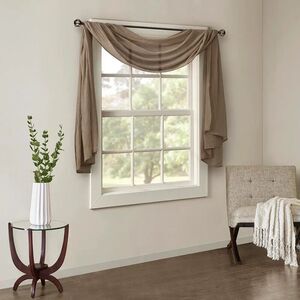 MADISON PARK‎ HARPER SOLID CRUSHED SCARF SHEER 42X216" TOUPE LIGHTWEIGHT CURTAIN